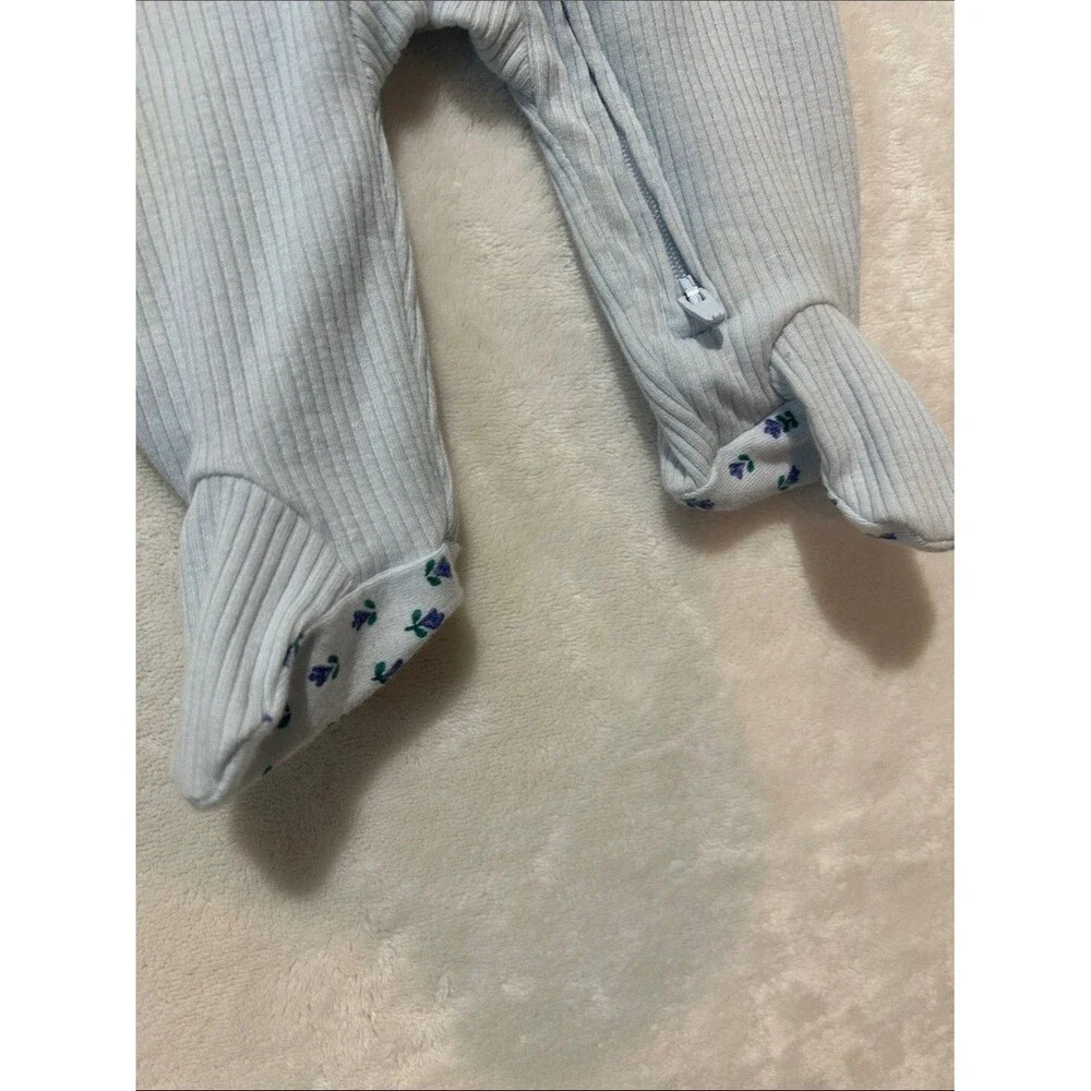 Carter's Light Blue Floral Coquette Footed One-Piece